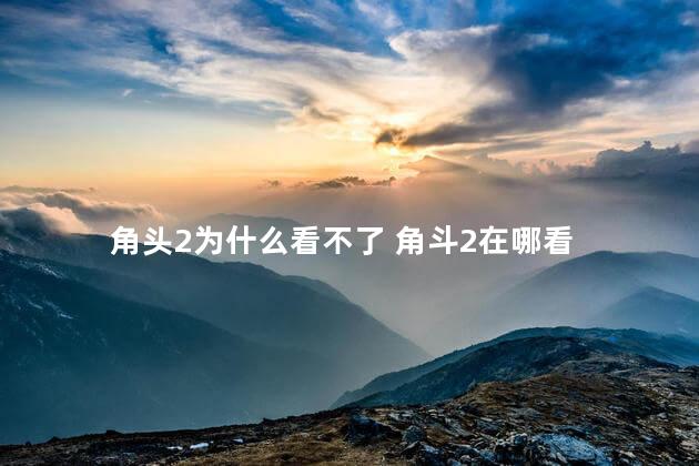角头2为什么看不了 角斗2在哪看